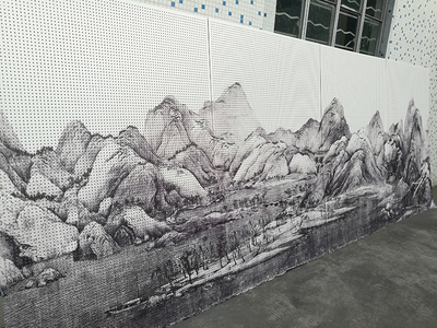 彩繪鋁單板山水畫訂做壁畫 藝術與建筑的完美融合